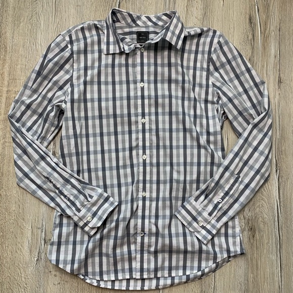 Gap Non Iron Slim Fit Button Down Shirt Grey Sz L - Picture 10 of 10
